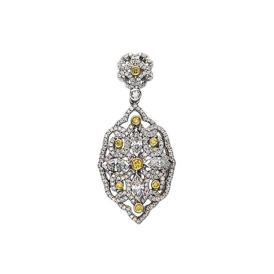 Charles Krypell White and Yellow Diamond Scroll Pendant
