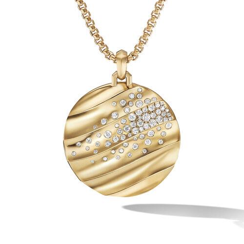 David Yurman Cable Edge Pendant in Recycled 18k Yellow Gold with Pave Diamonds