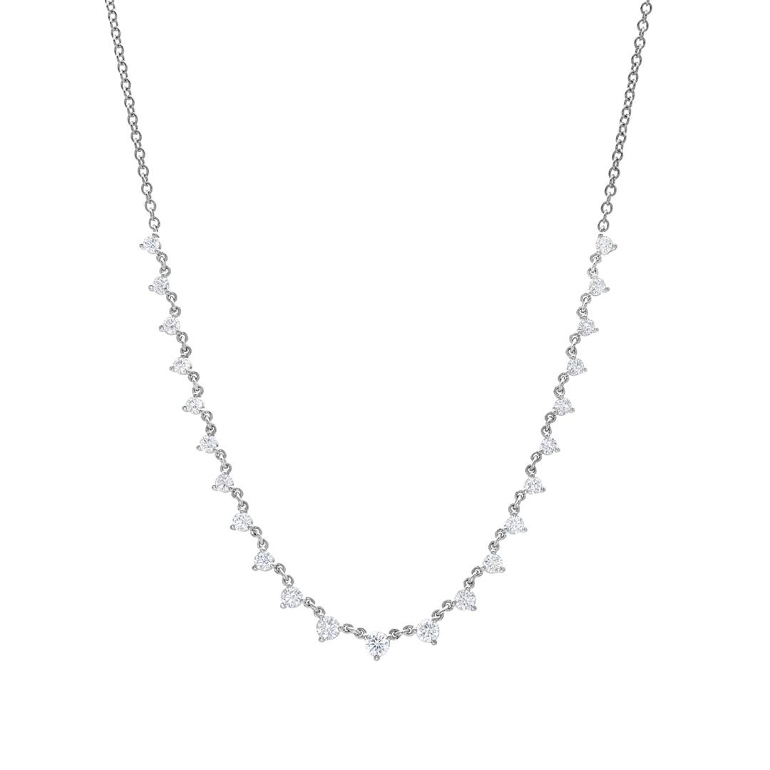 1.08 CTW Three Prong Graduated Diamond Necklace