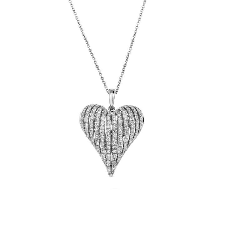 Charles Krypell Large White Gold Diamond Angel Heart Necklace