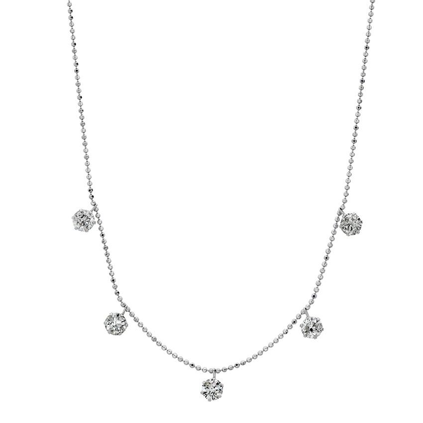 White Gold 2.65 CTW Diamond Drop Charm Necklace