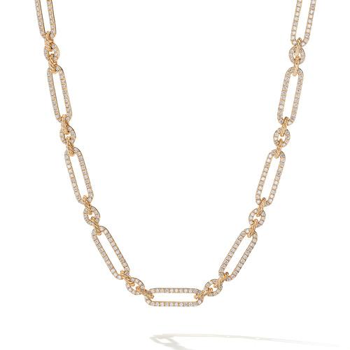 David Yurman Lexington Chain Necklace with Full Pave Diamond Accented Links