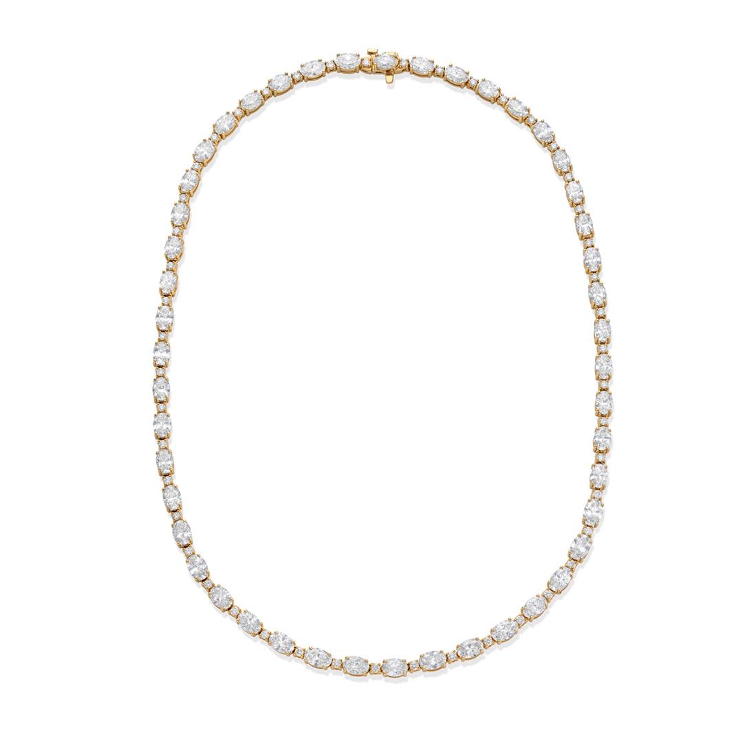Oval Diamond Collar Necklace in Yellow Gold