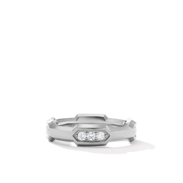 David Yurman Men's DY Hex Station Band Ring with Pave Diamonds