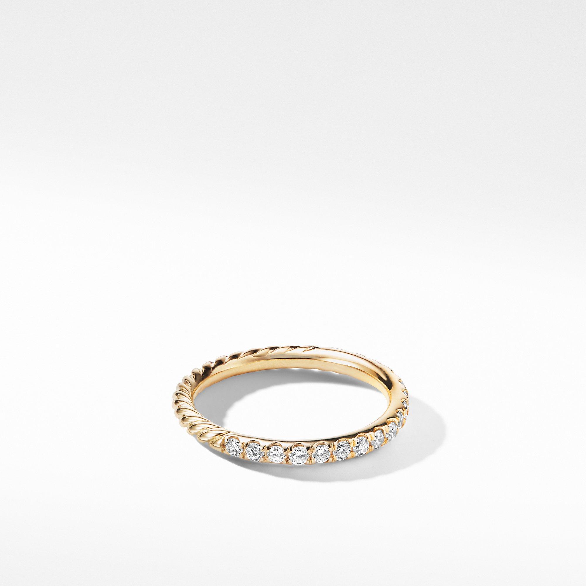 David Yurman Stackable Cable Ring with Diamonds in Yellow Gold, size 7