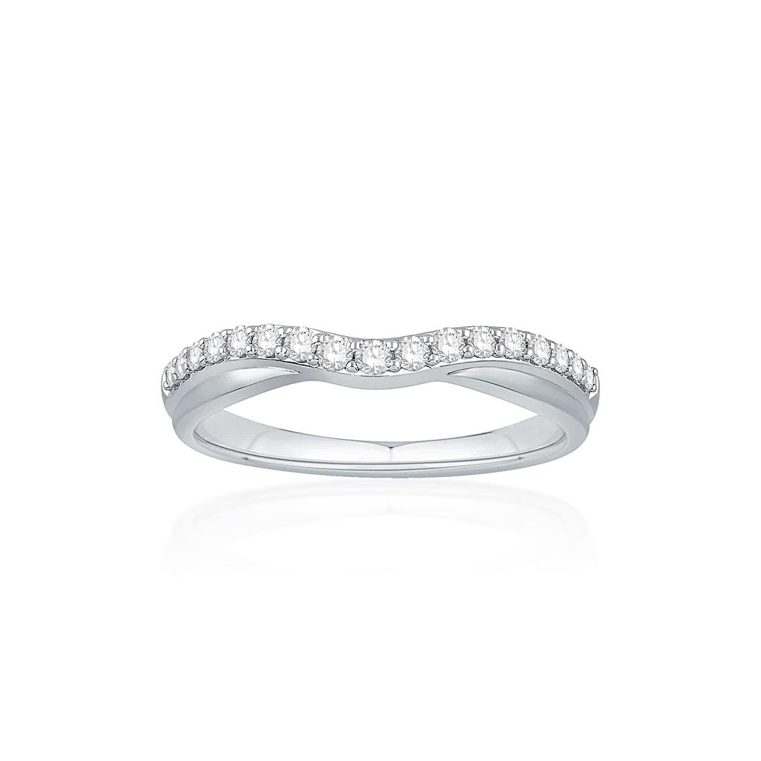 Crossover Curved Diamond Wedding Band in White Gold