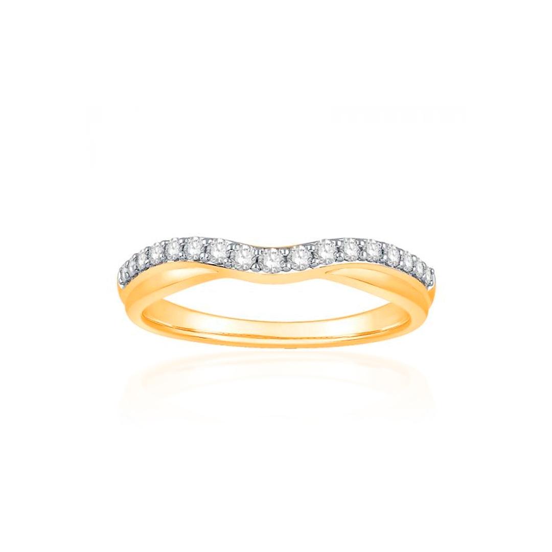 Crossover Curved Diamond Wedding Band in Yellow Gold