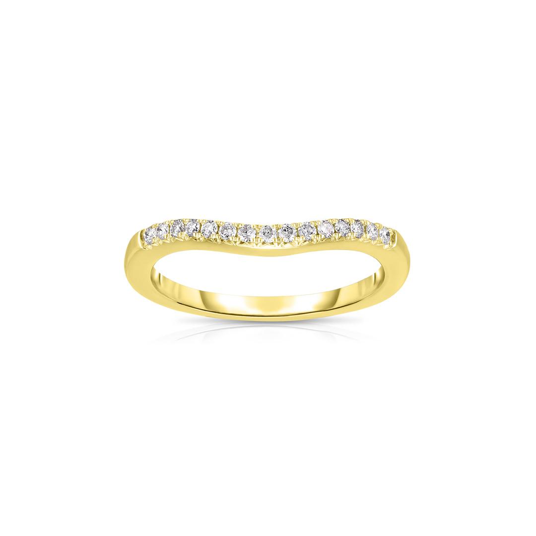 Yellow Gold 0.15 CTW Curved Diamond Wedding Band