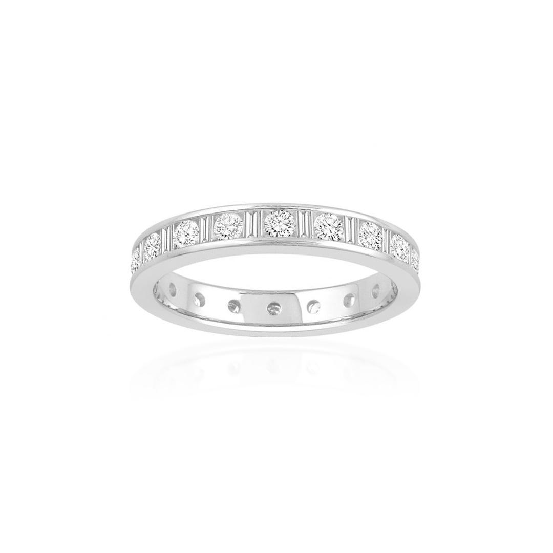 Channel Set Eternity Band with Round and Baguette Diamonds 0