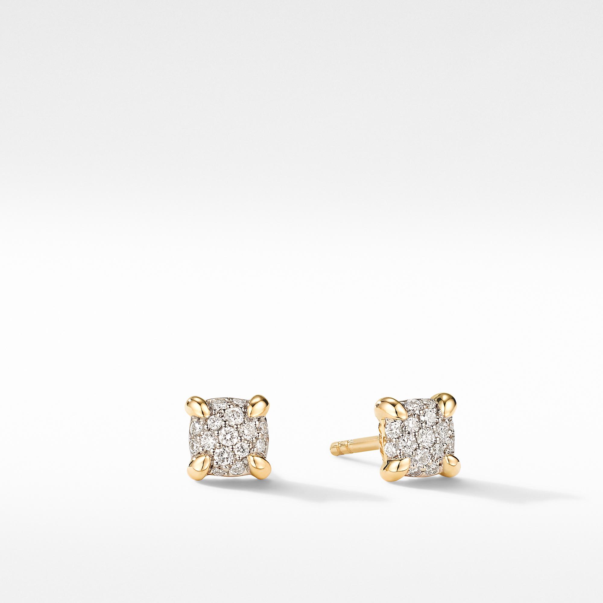 David Yurman Petite Chatelaine Stud Earrings in 18k Yellow Gold with Diamonds