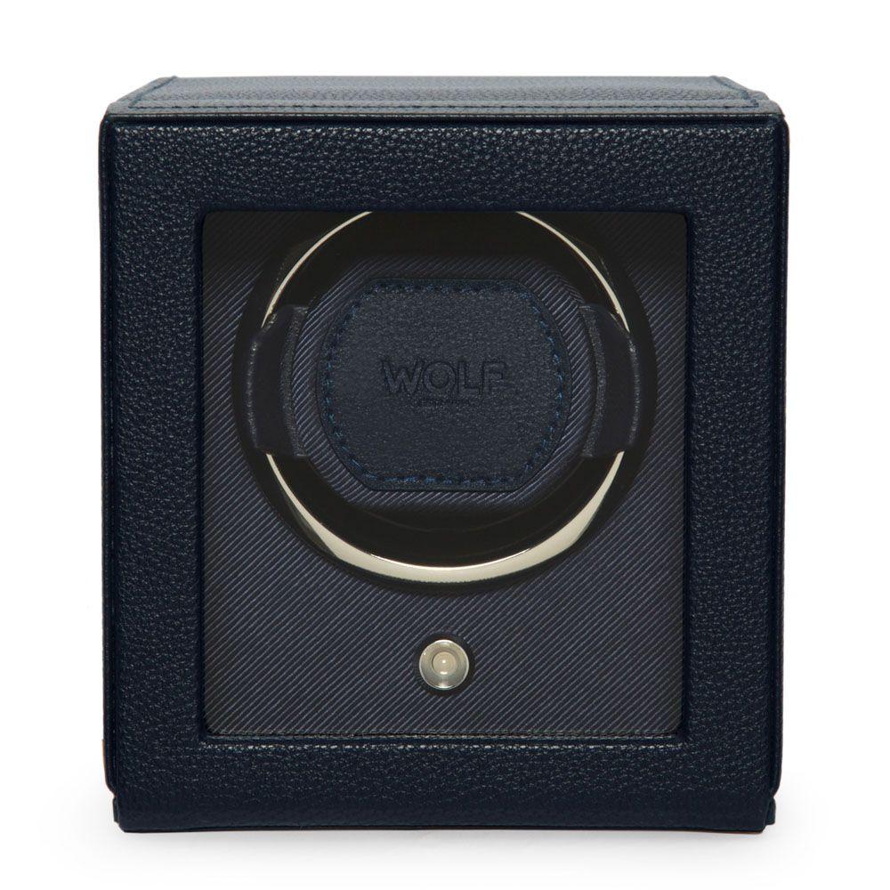 WOLF Cub Single Watch Winder With Cover in Navy 0