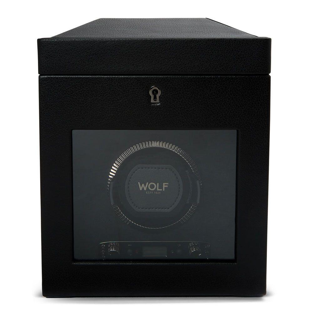 WOLF British Racing Single Watch Winder With Storage in Black