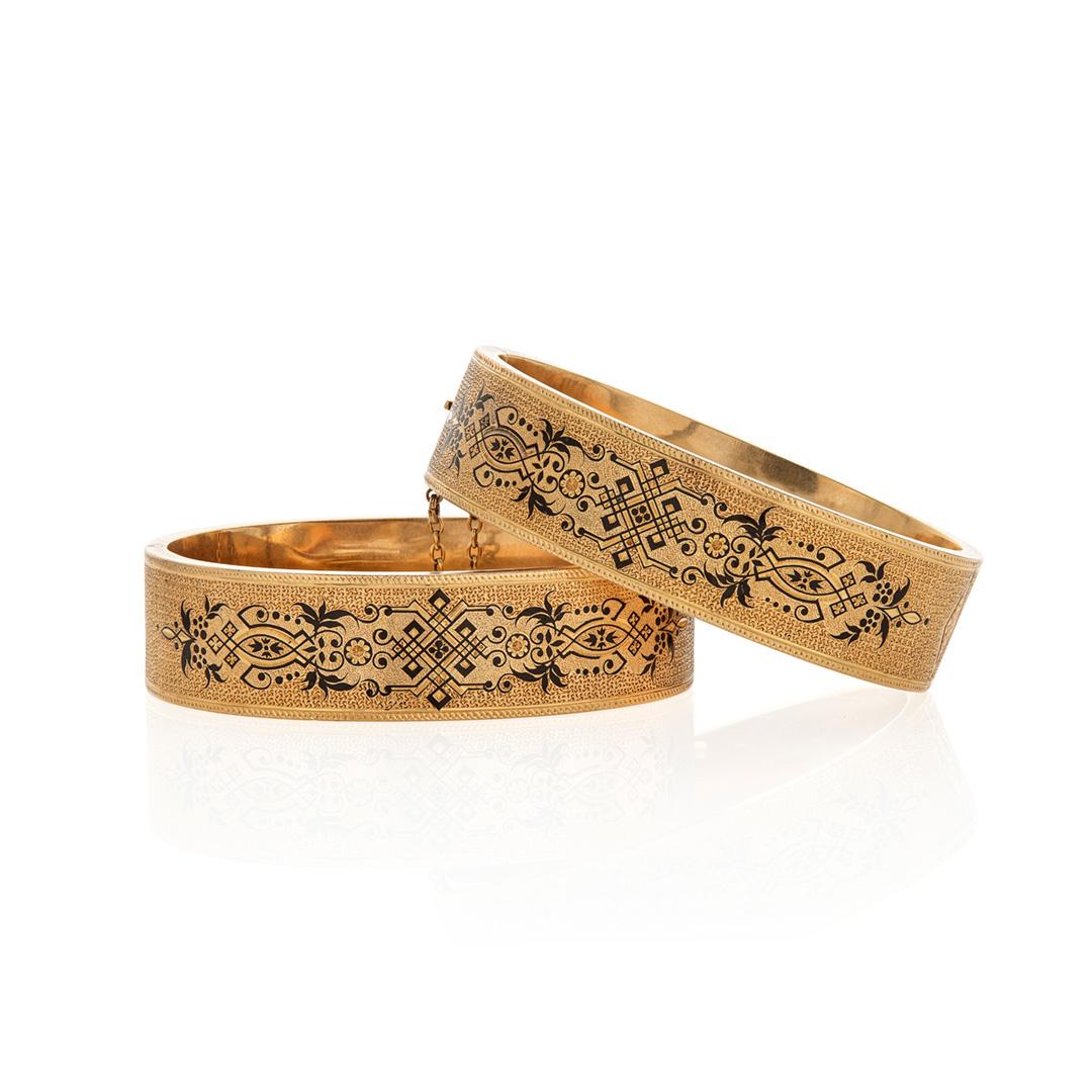 Estate Collection  Yellow Gold Victorian Bangle Set