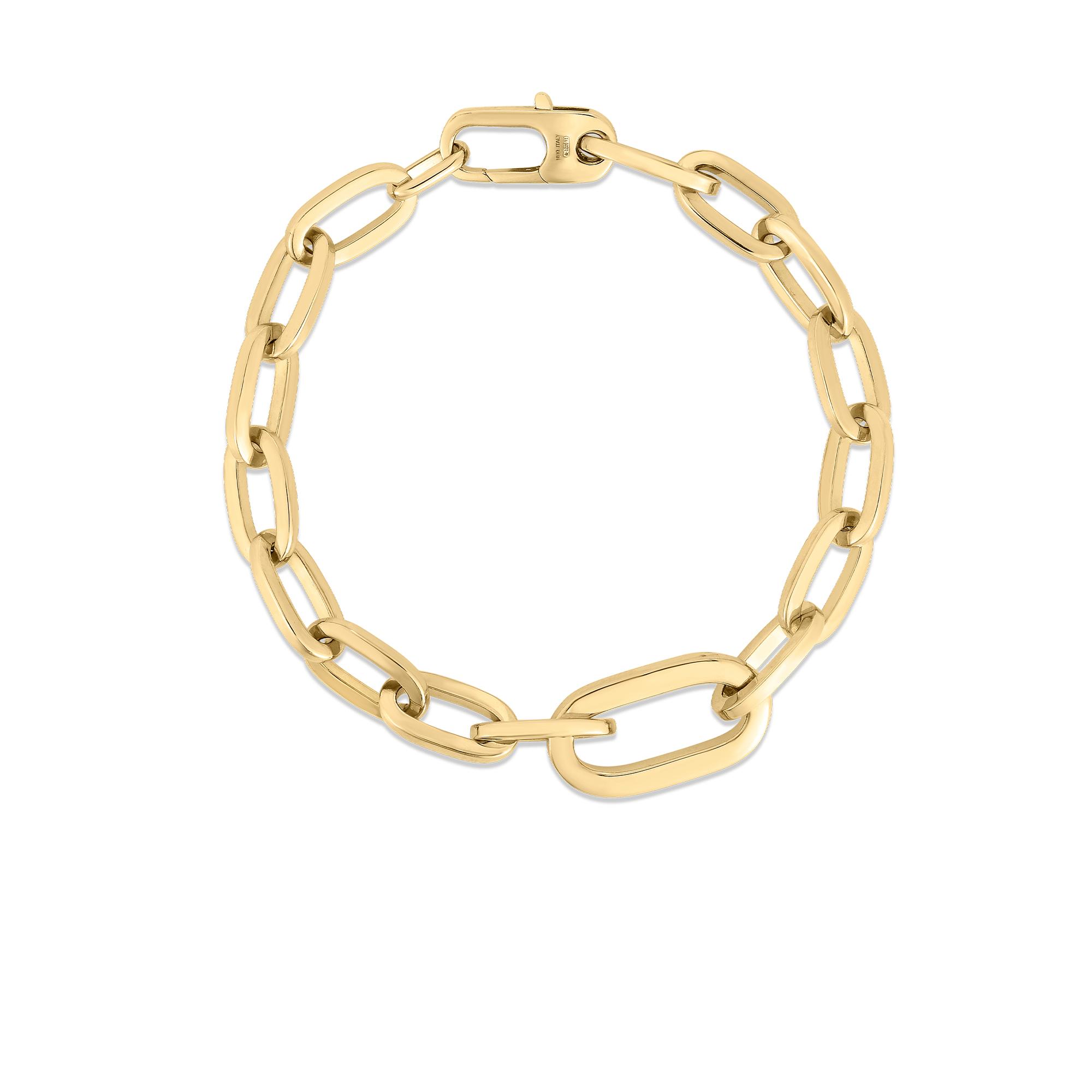 Roberto Coin Designer Gold Paperclip Bracelet with Large Center Link