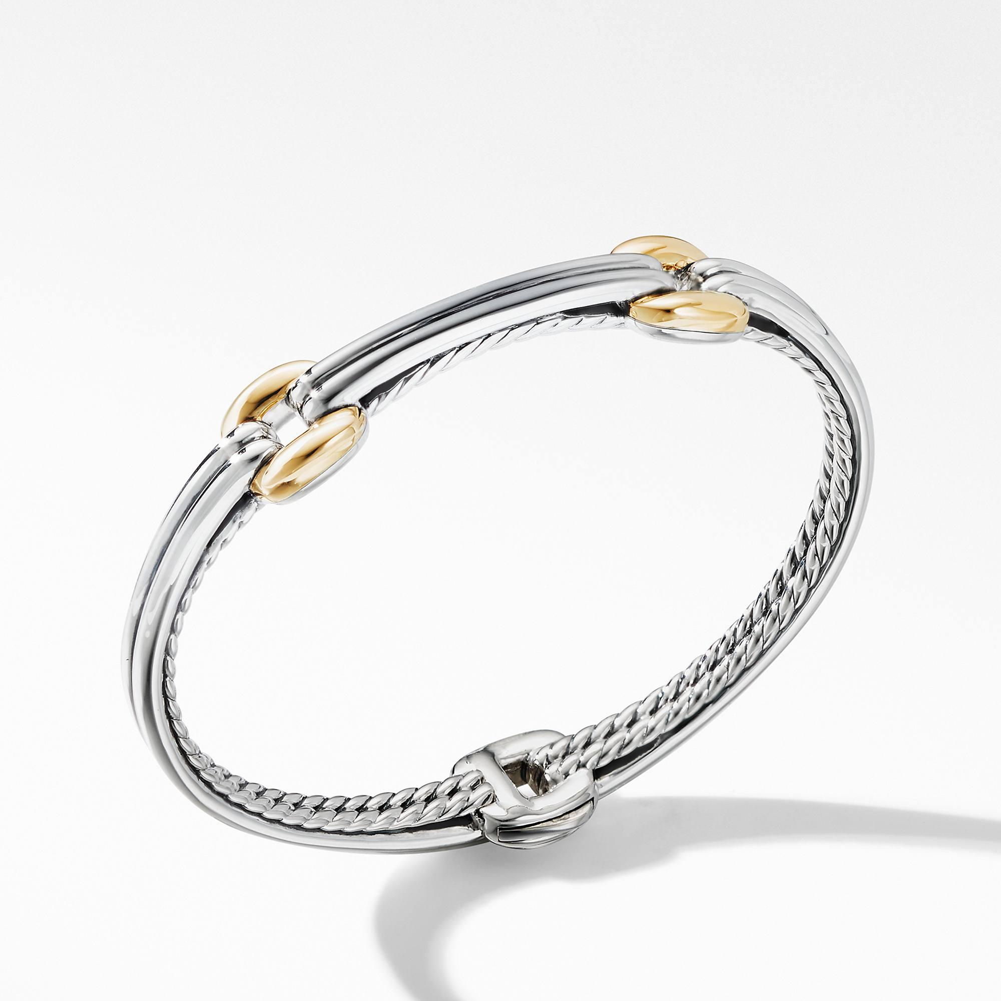 David Yurman Thoroughbred Double Link Bracelet with 18k Yellow Gold