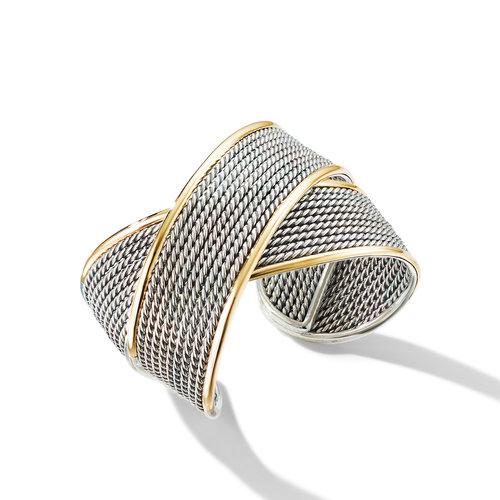 David Yurman DY Origami large Crossover Cuff Bracelet with 18k Yellow Gold