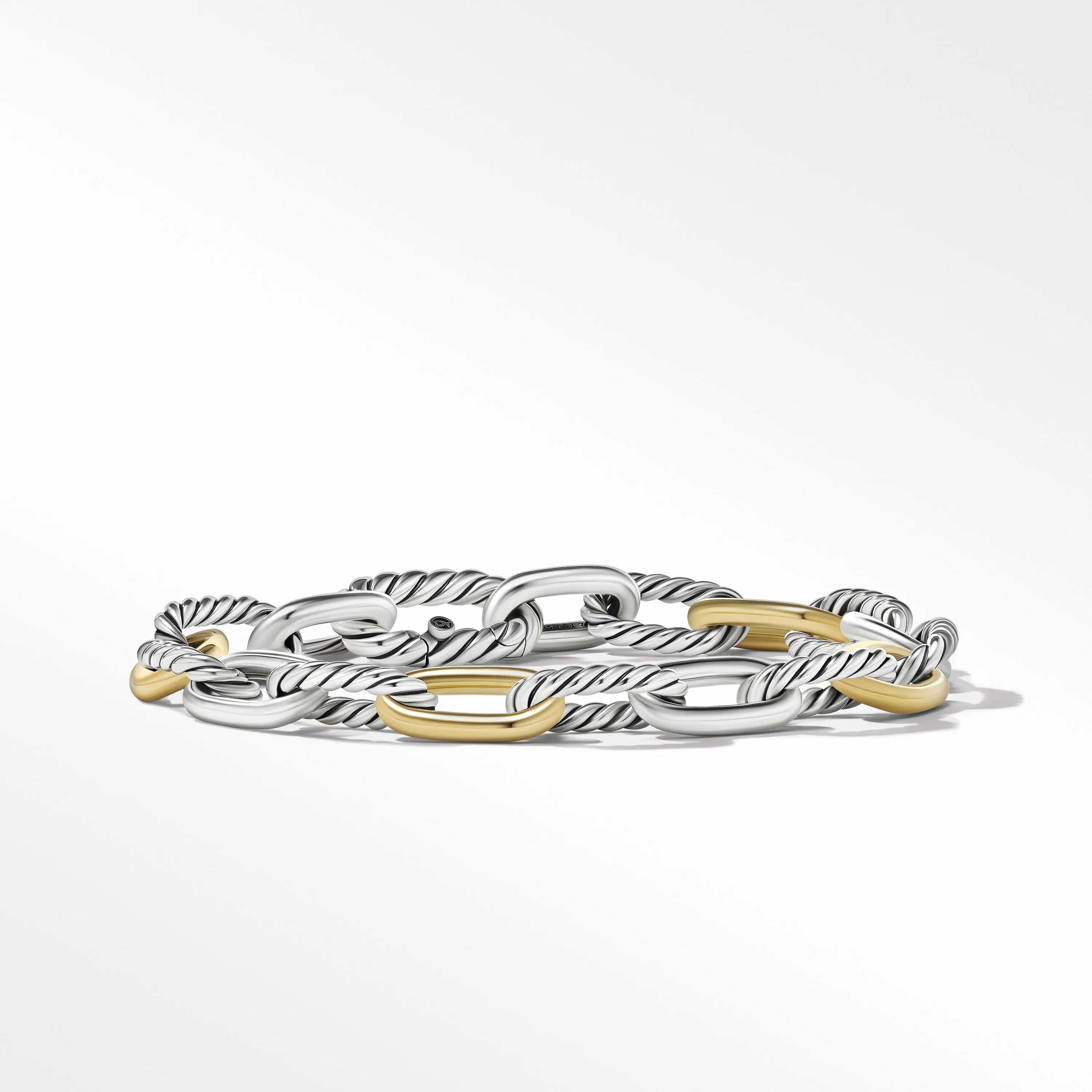 David Yurman DY Madison Chain 8.5mm Bracelet in Sterling Silver with 18k Yellow Gold, size large