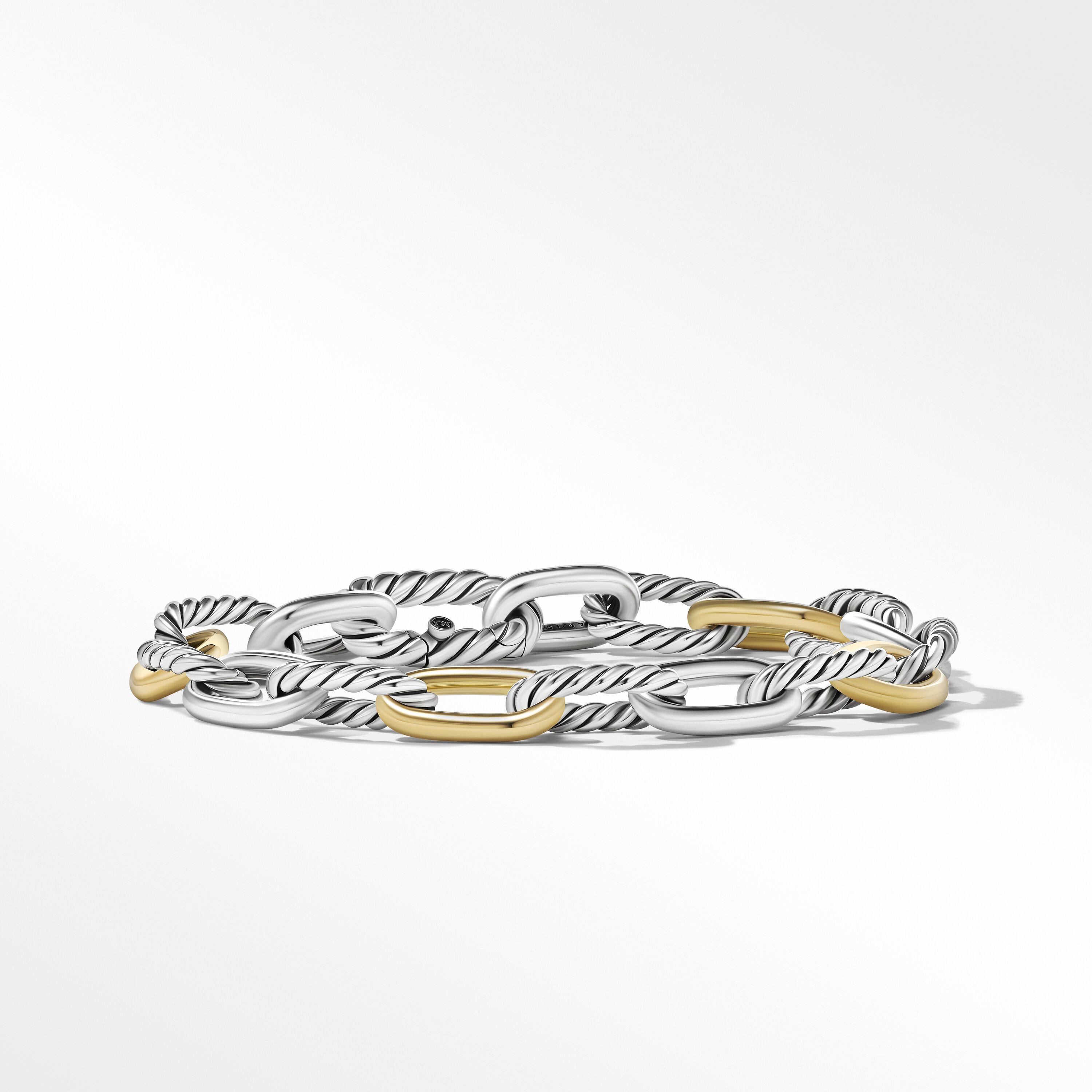 David Yurman DY Madison Chain 8.5mm Bracelet in Sterling Silver with 18k Yellow Gold, size medium