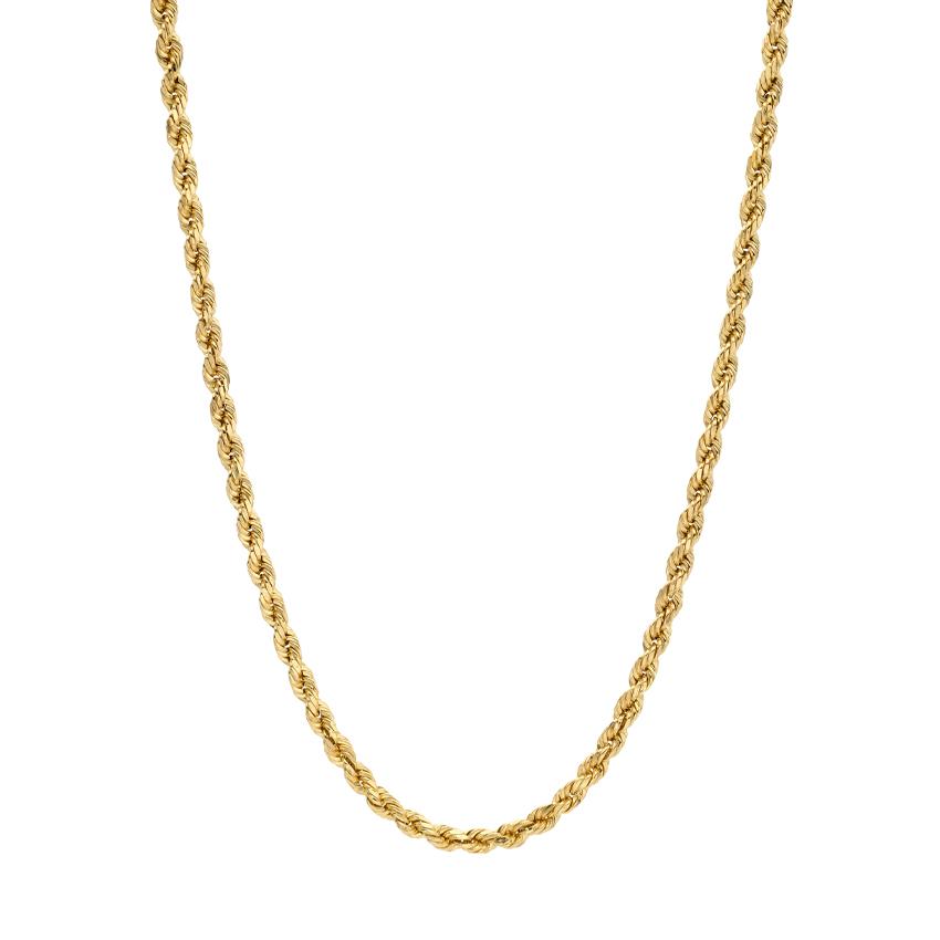 Gents Yellow Gold 30 inch Diamond Cut Rope Chain Necklace