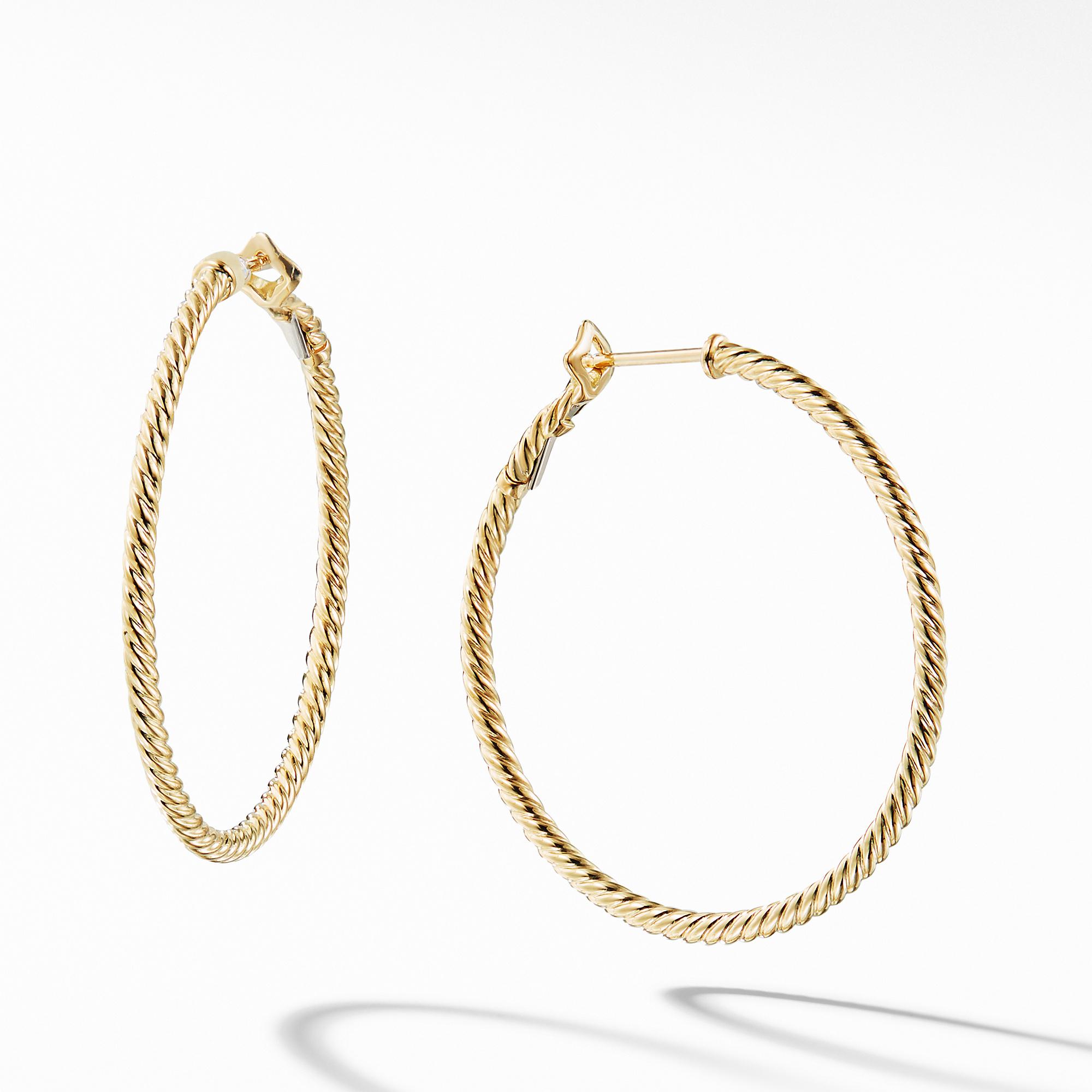 David Yurman Cable Classics Hoop Earrings in Gold, 1.25