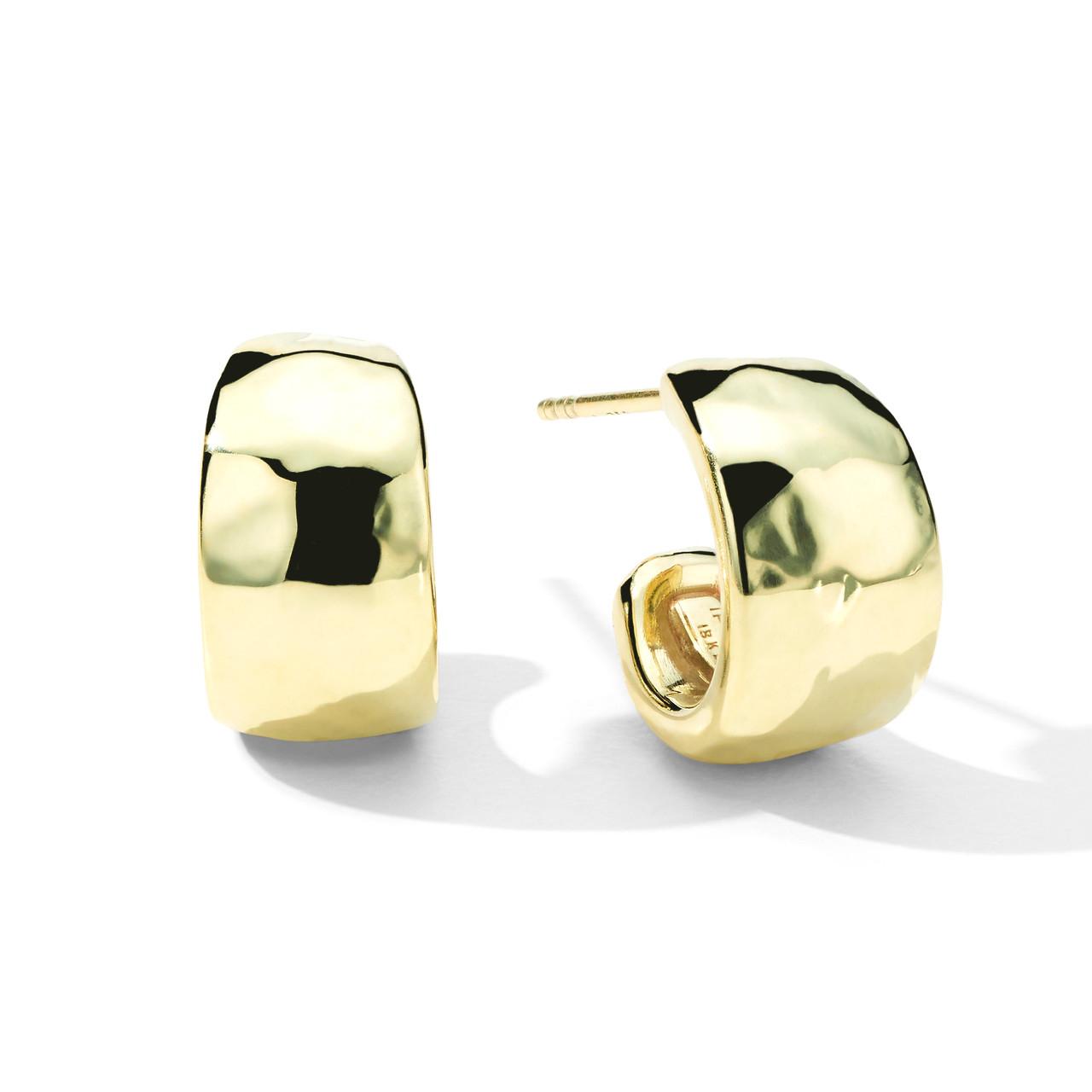Ippolita Classico Huggie Hammered 18k Gold Hoop Earrings
