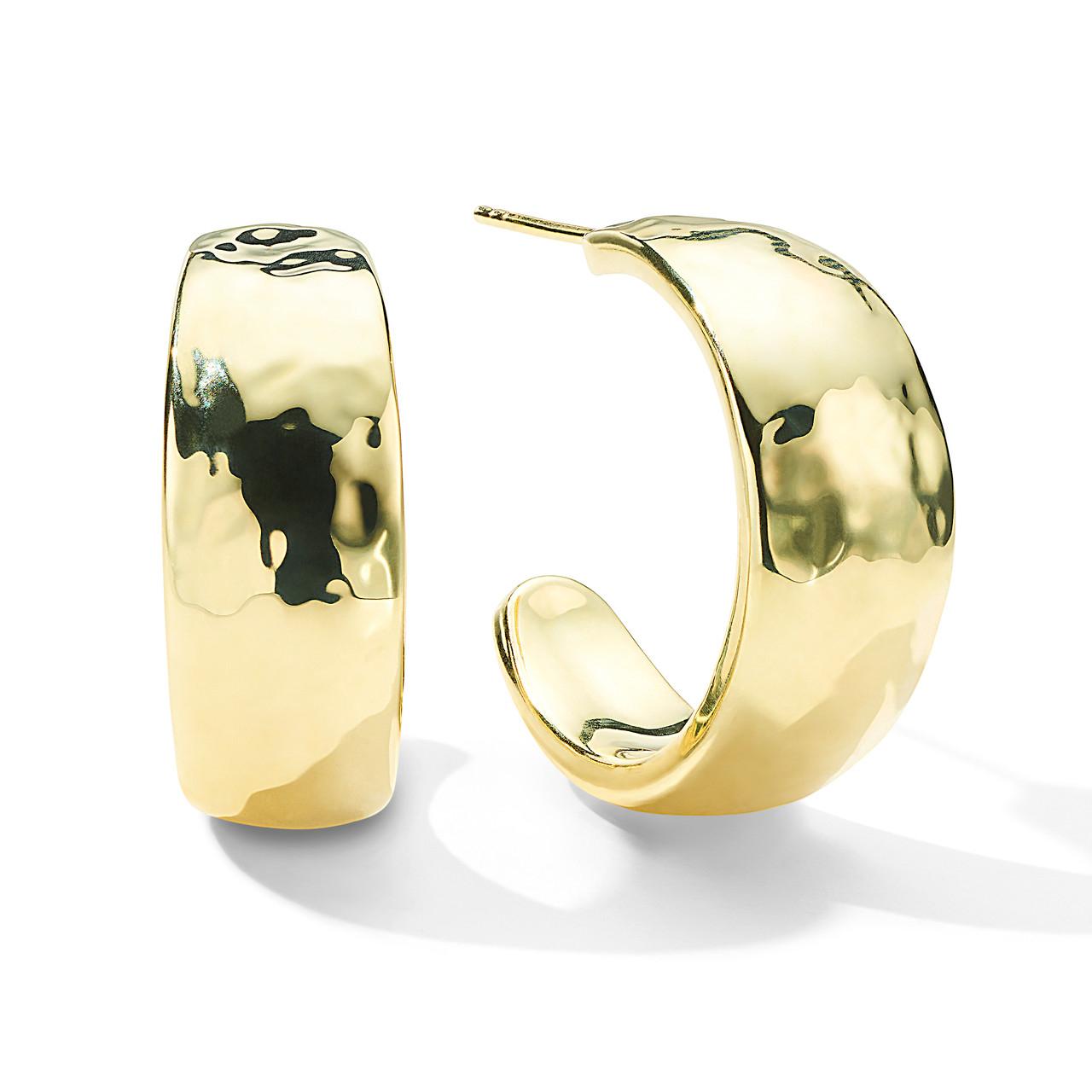 Ippolita Classico 1 Inch Hammered 18k Gold Hoop Earrings 0