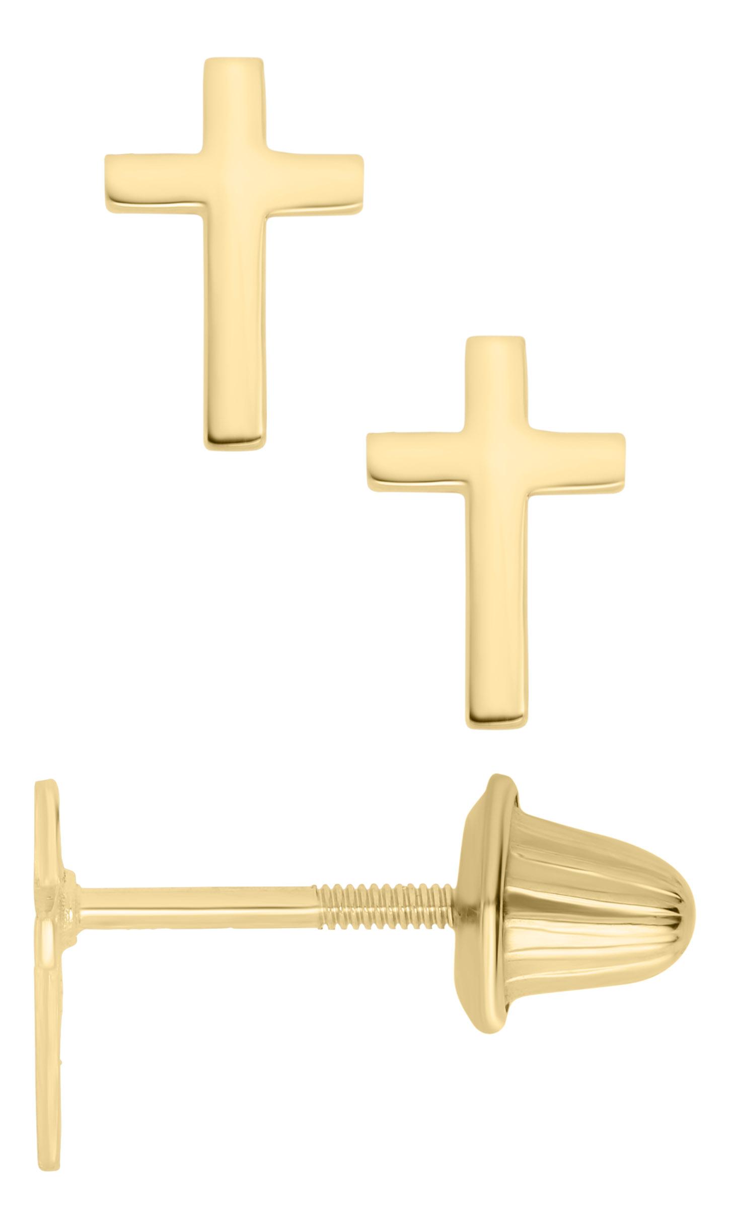 Child's 14k Yellow Gold Cross Earrings 1