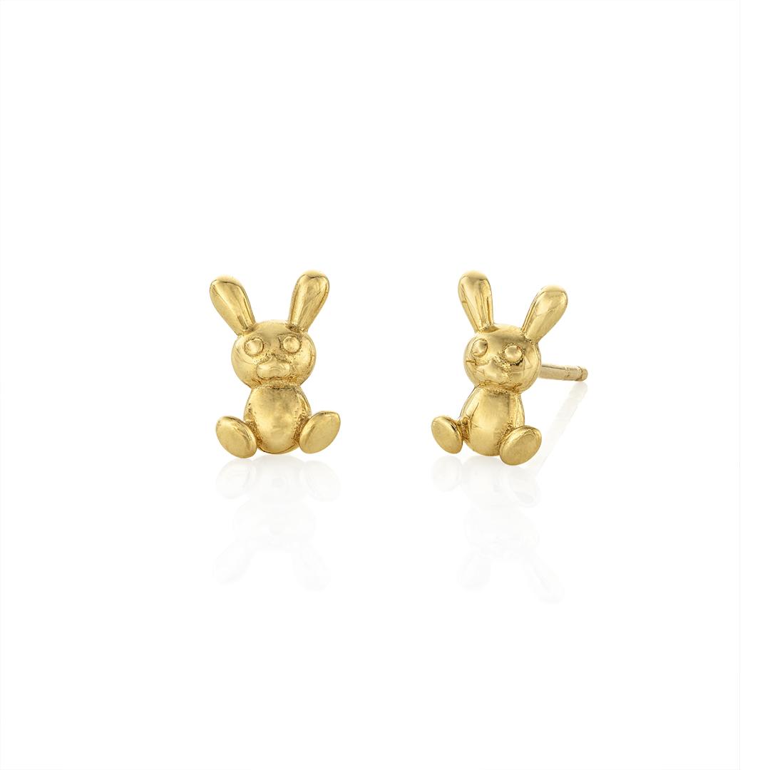 Child's 14k Yellow Gold Bunny Earrings 0