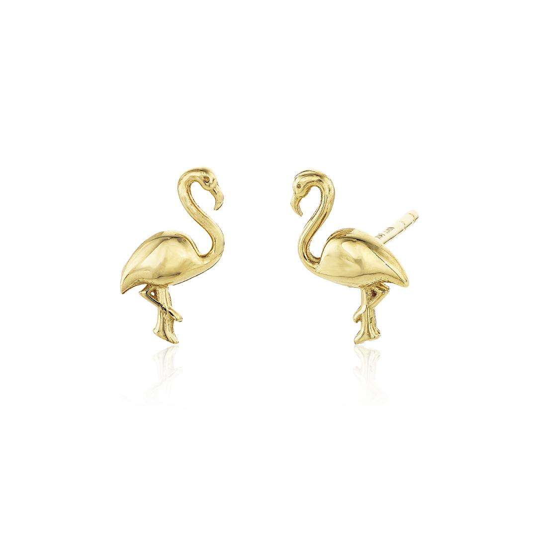 Child's 14k Yellow Gold Flamingo Earrings