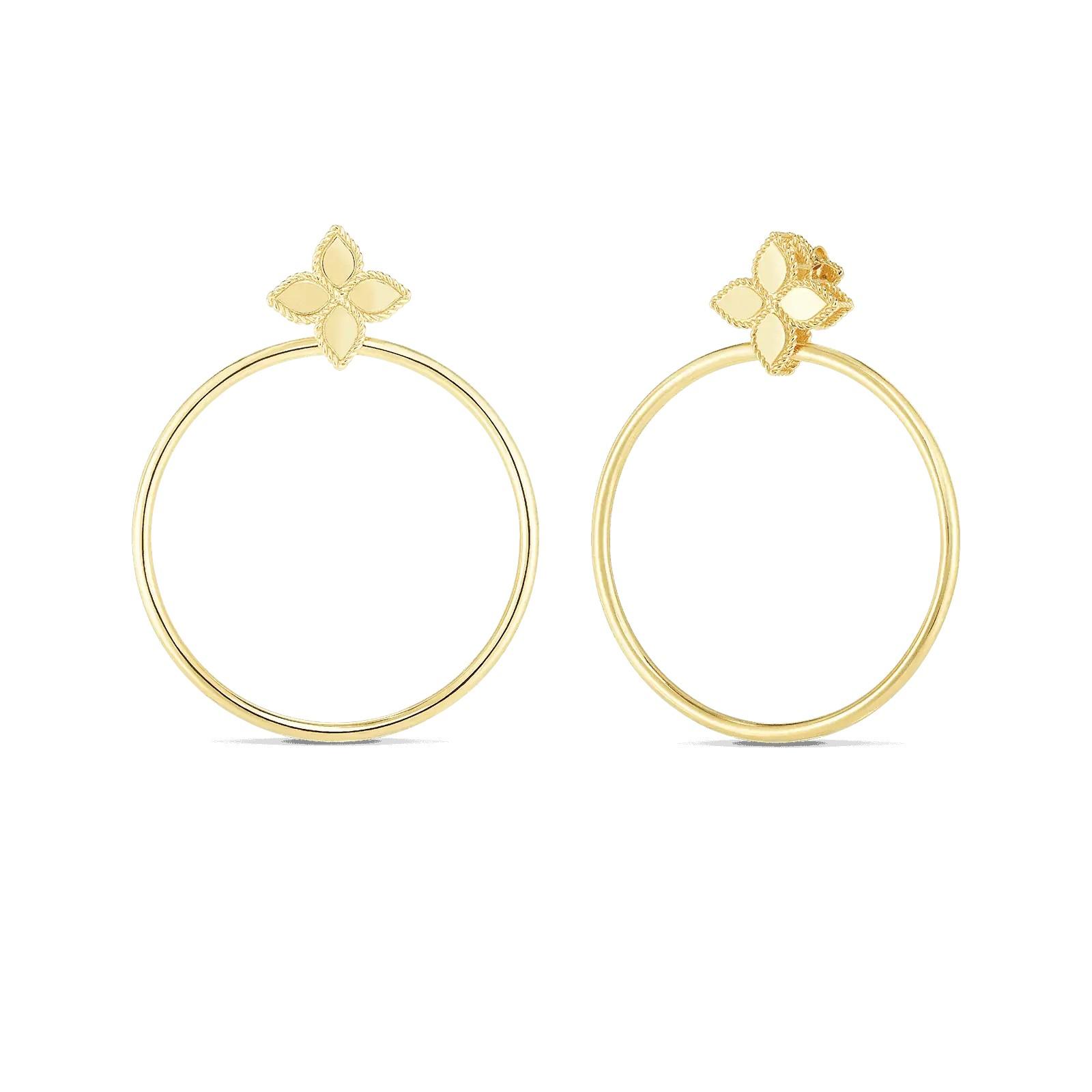 Roberto Coin Princess Flower Attached Hoop Earrings
