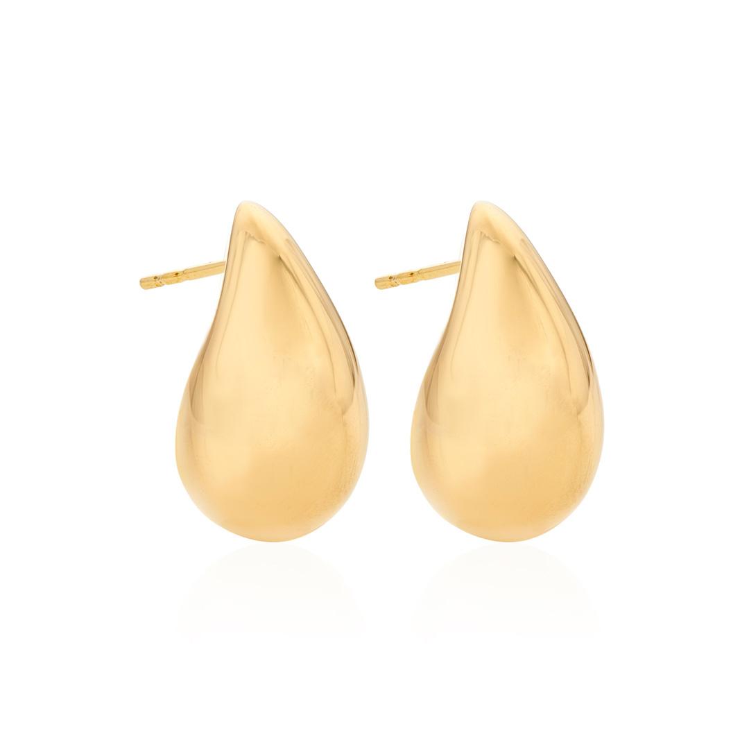 Small Yellow Gold Puffy Teardrop Earrings