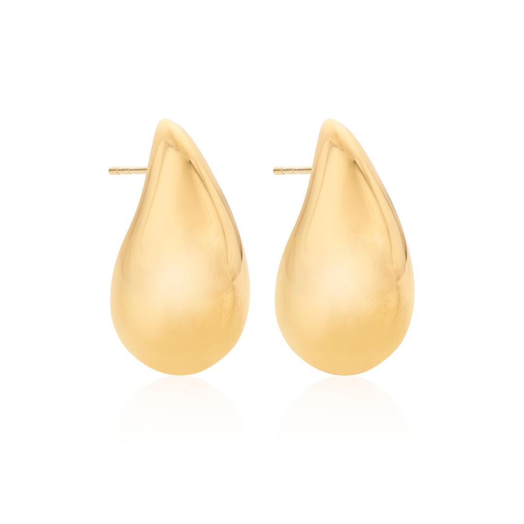 Medium Yellow Gold Puffy Teardrop Earrings