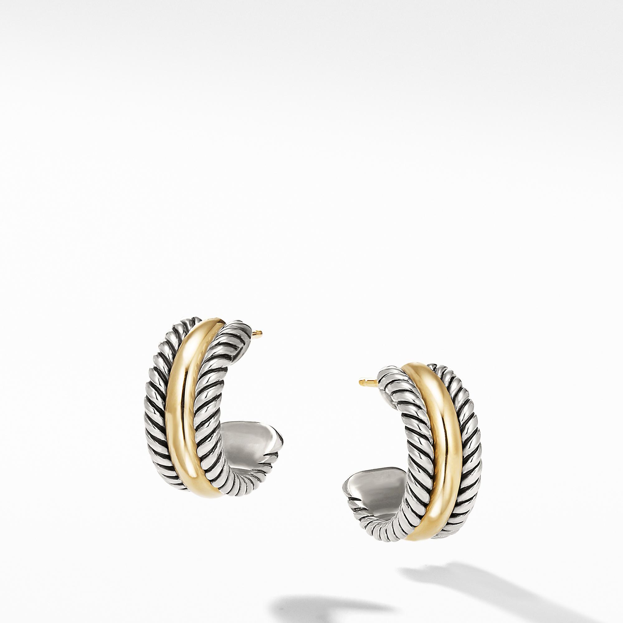 David Yurman Cable Collectibles Hoop Earrings with Yellow Gold
