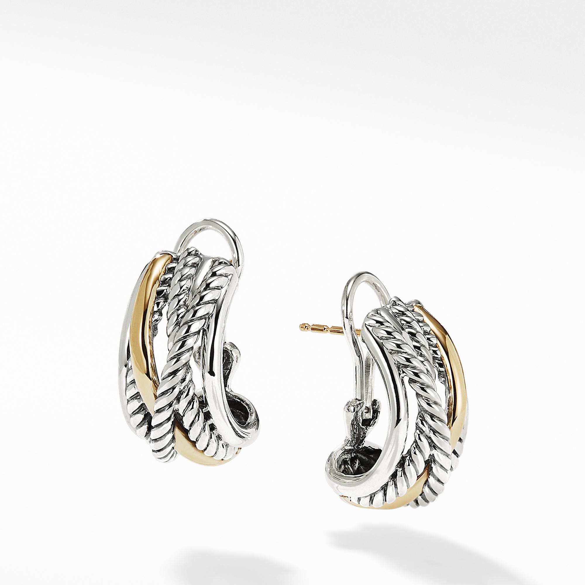 David Yurman Crossover Two-Tone Shrimp Earrings with 18k Yellow Gold