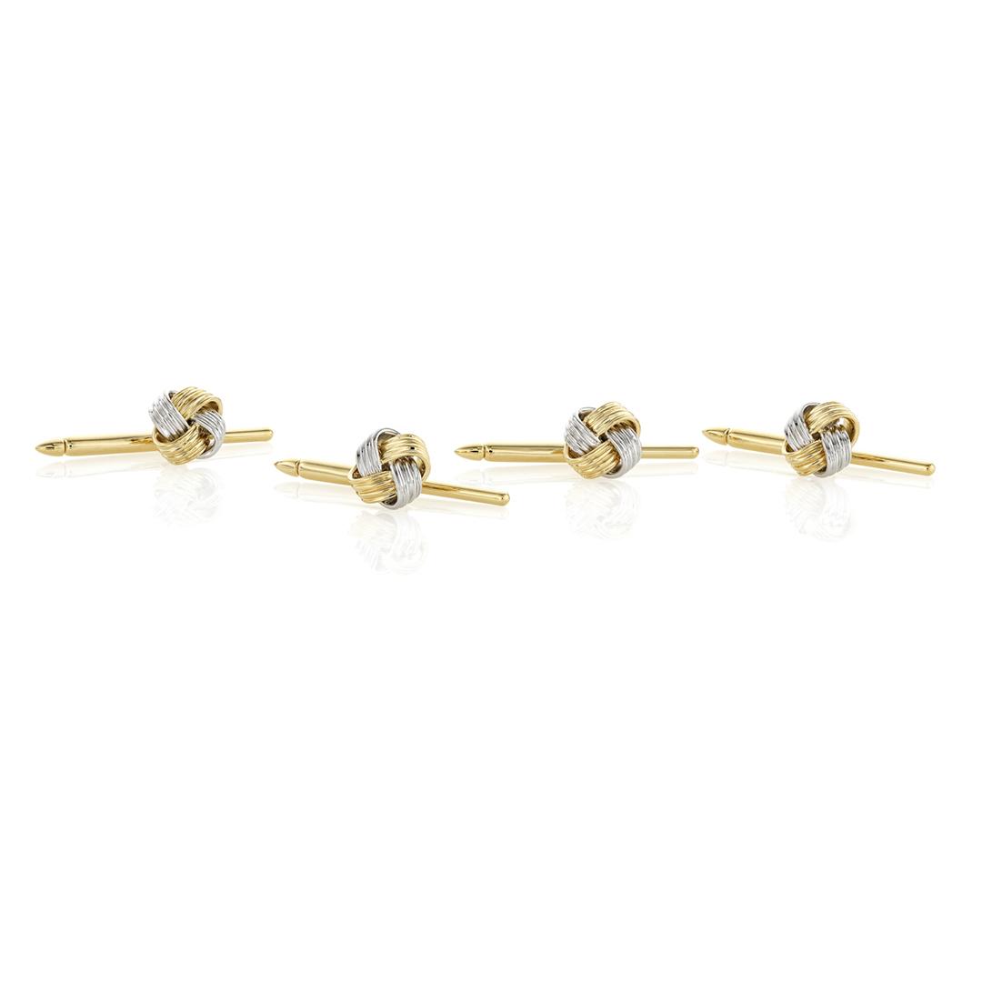 White Gold and Yellow Gold Knot Stud Set