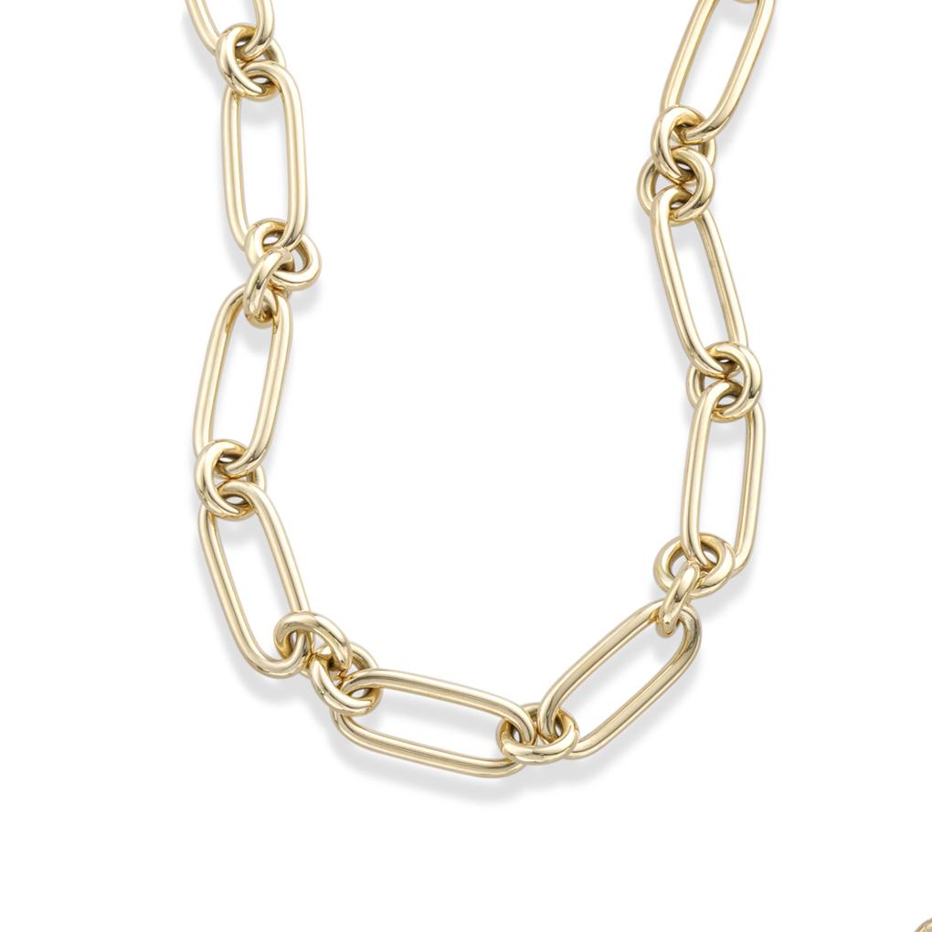Roberto Coin Yellow Gold Oro Link Necklace | Front View