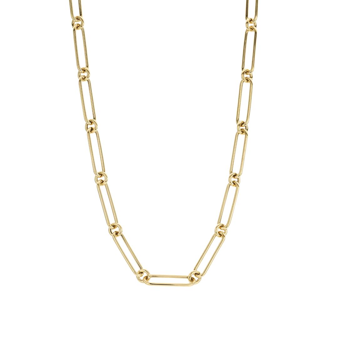 Oval and Round Paperclip Link Necklace, 18 inches