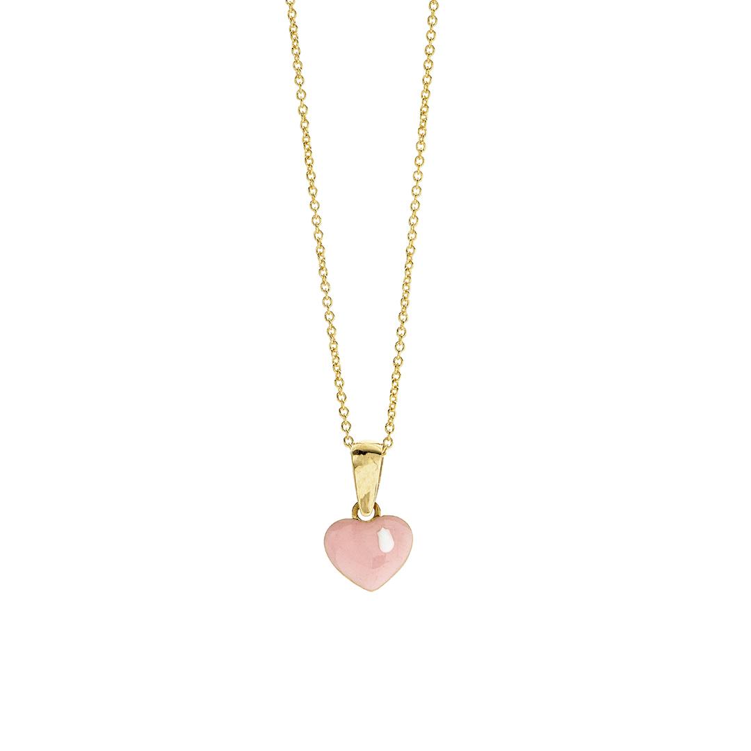 Child's Pink and White Heart Enamel Necklace 0
