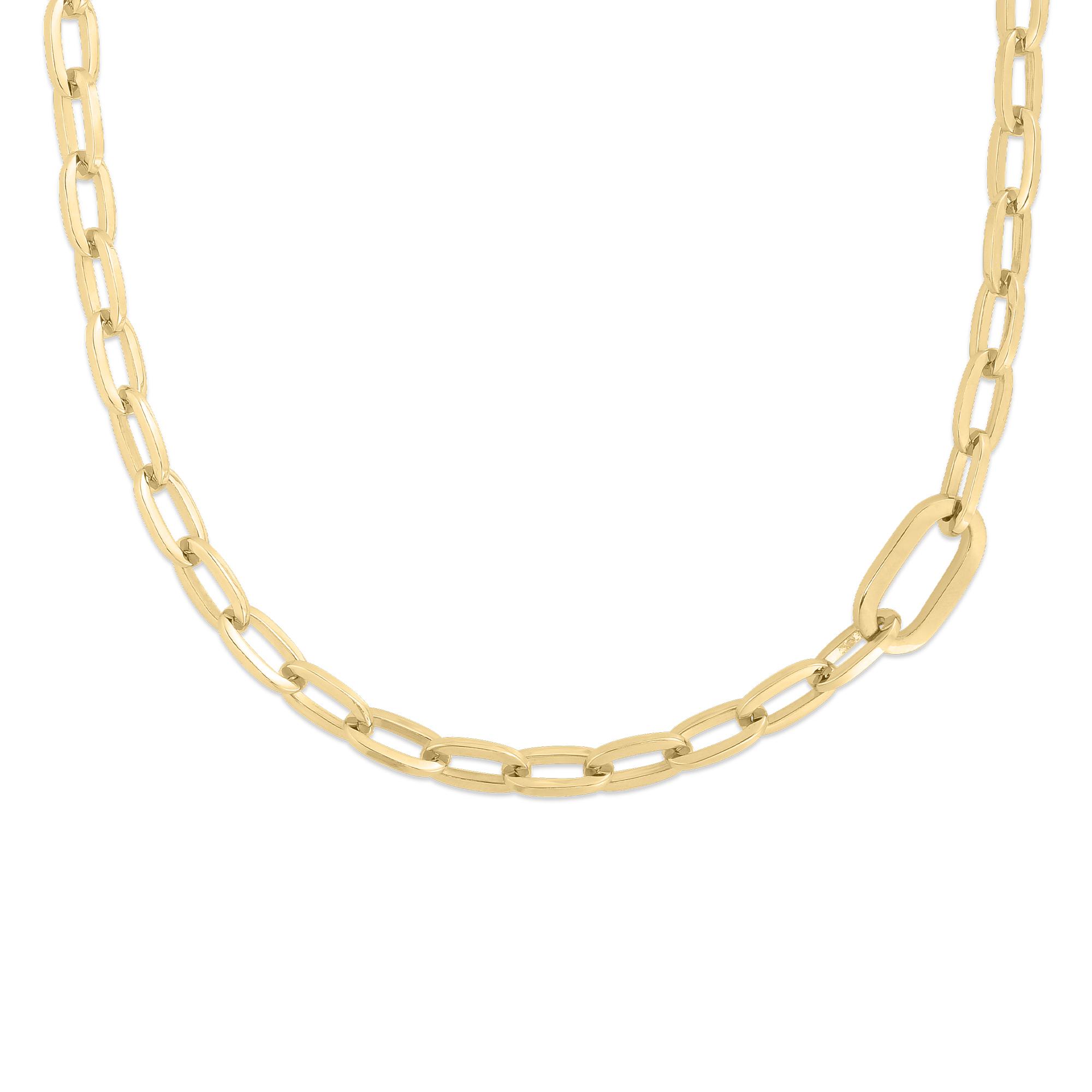 Roberto Coin Designer Gold Paperclip Necklace with Large Center Link
