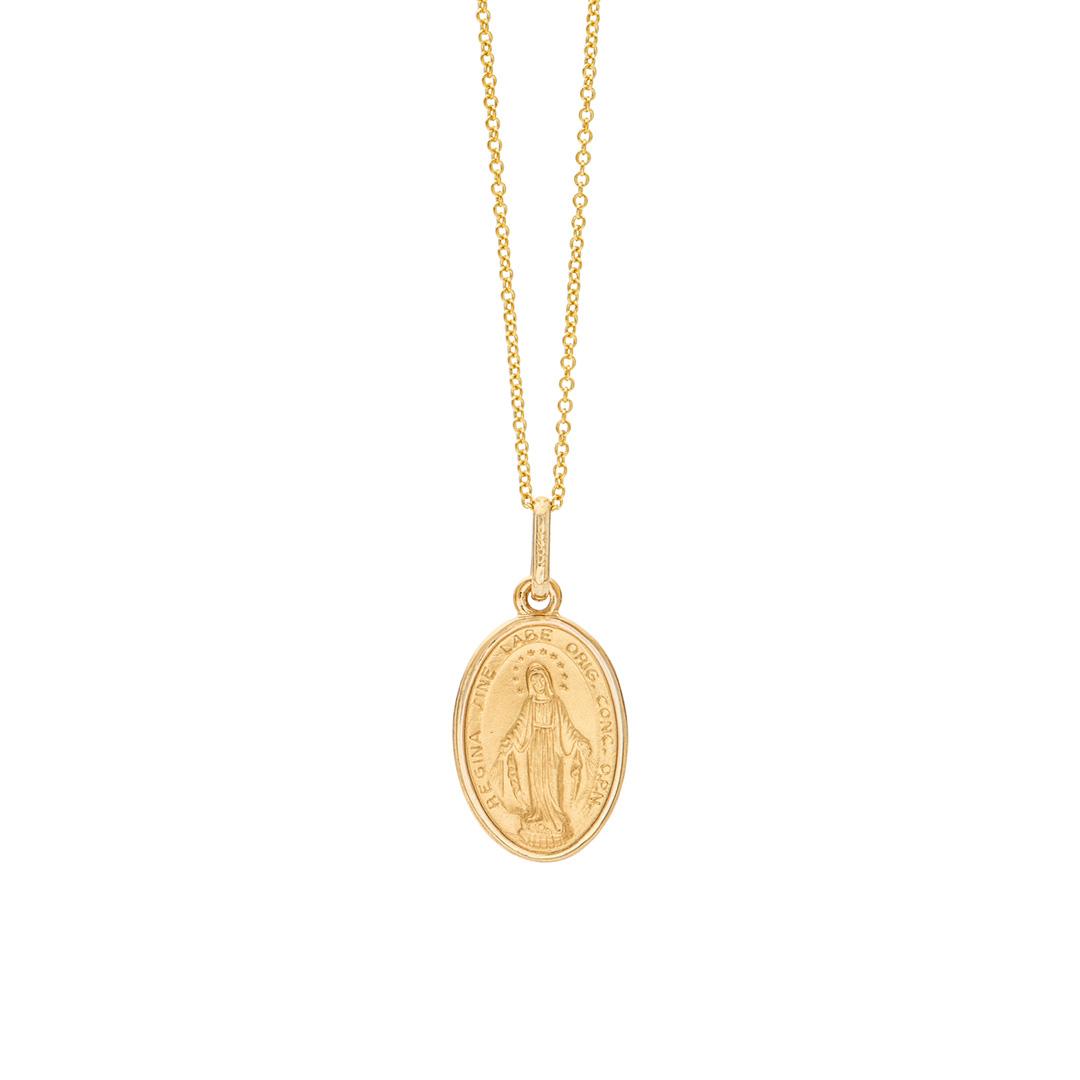 Miraculous Medal Gold Pendant Necklace