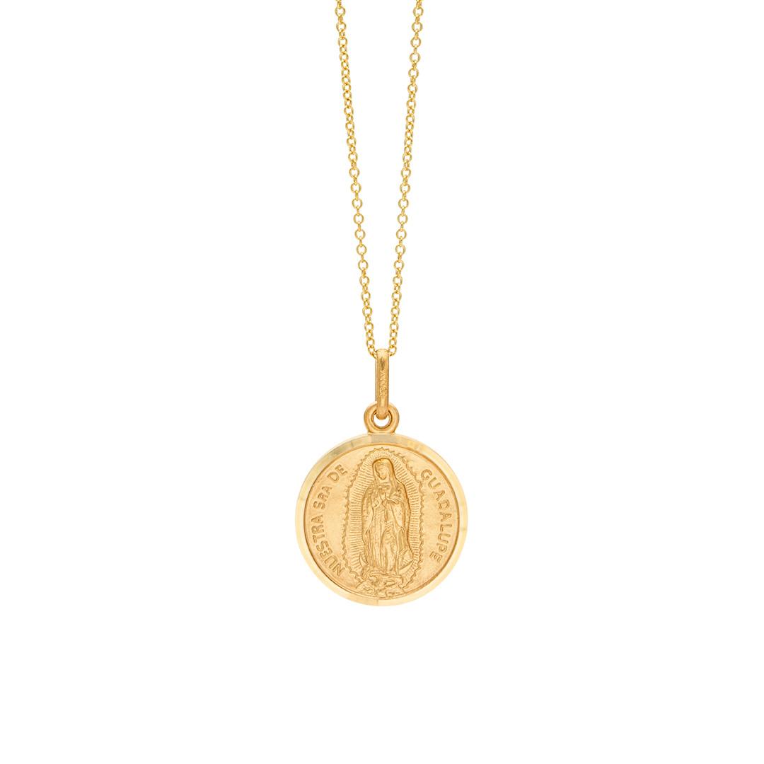 Our Lady of Guadalupe Gold Pendant Necklace, 17mm