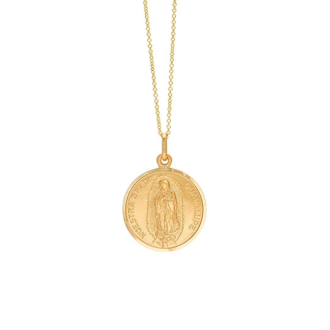 Our Lady of Guadalupe Gold Pendant Necklace, 21mm