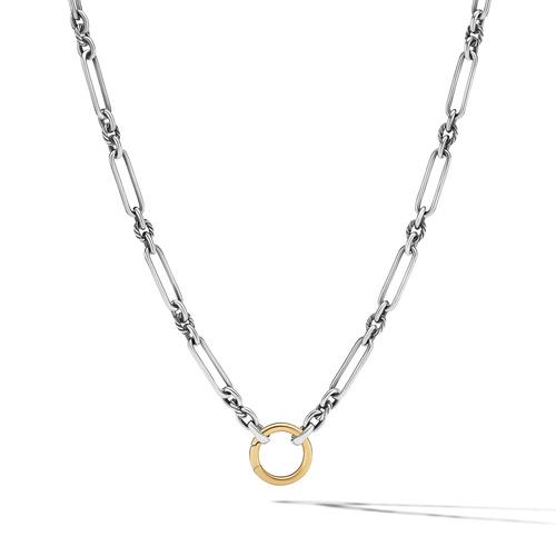 David Yurman Lexington Chain Necklace with 18k Yellow Gold Center Circle Link, 17 inches