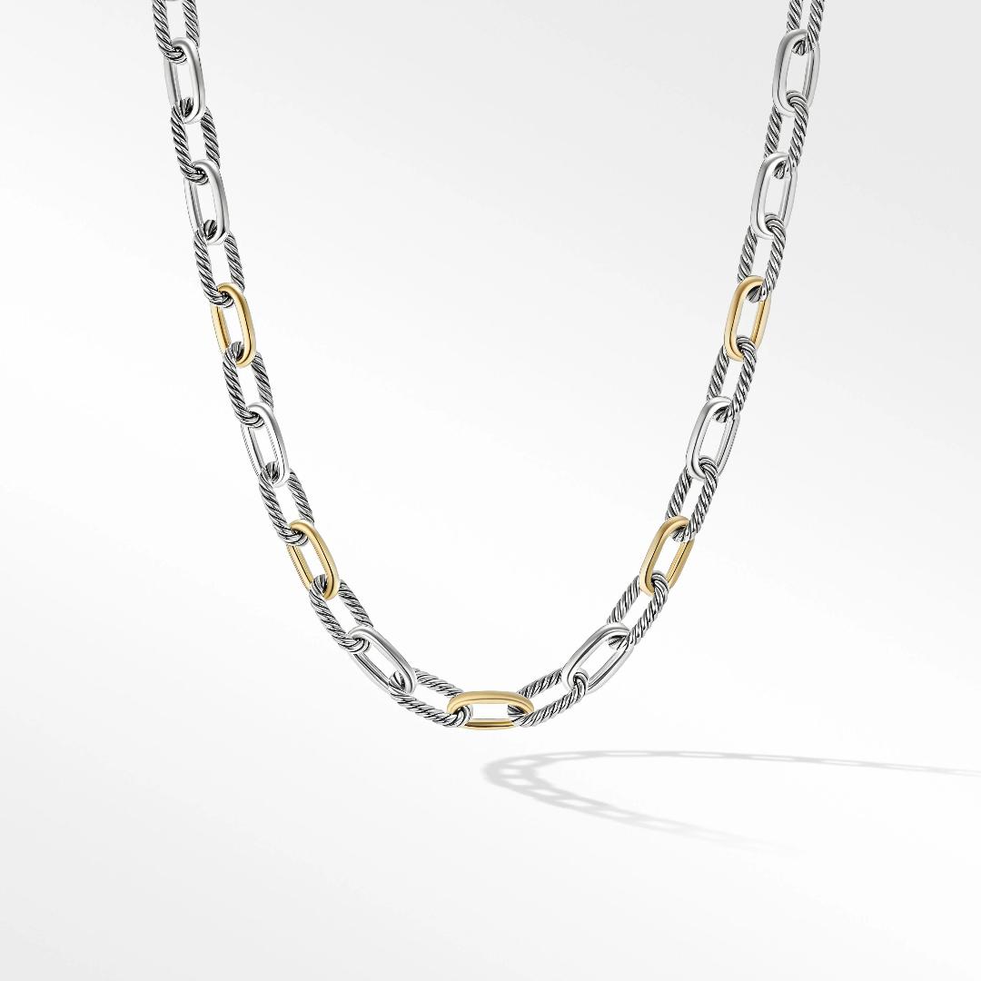 David Yurman DY Madison 11mm Chain Necklace in Sterling Silver with 18k Yellow Gold, 18 inches