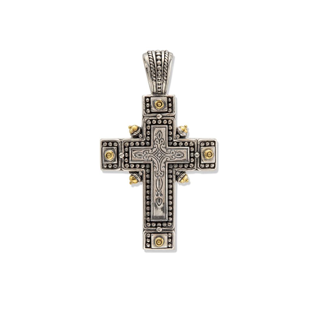 Konstantino Phidias Silver and Bronze Dotted Cross Pendant