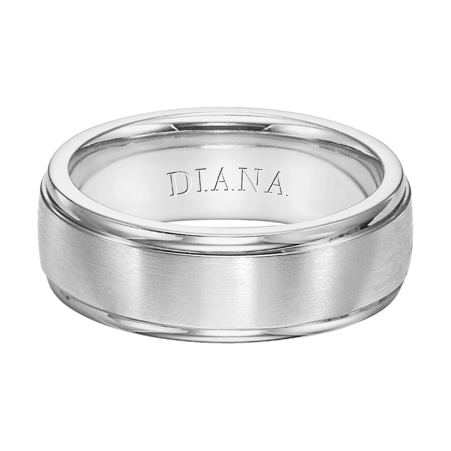 Gents 14K White Gold Wedding Band with Step Edge 0