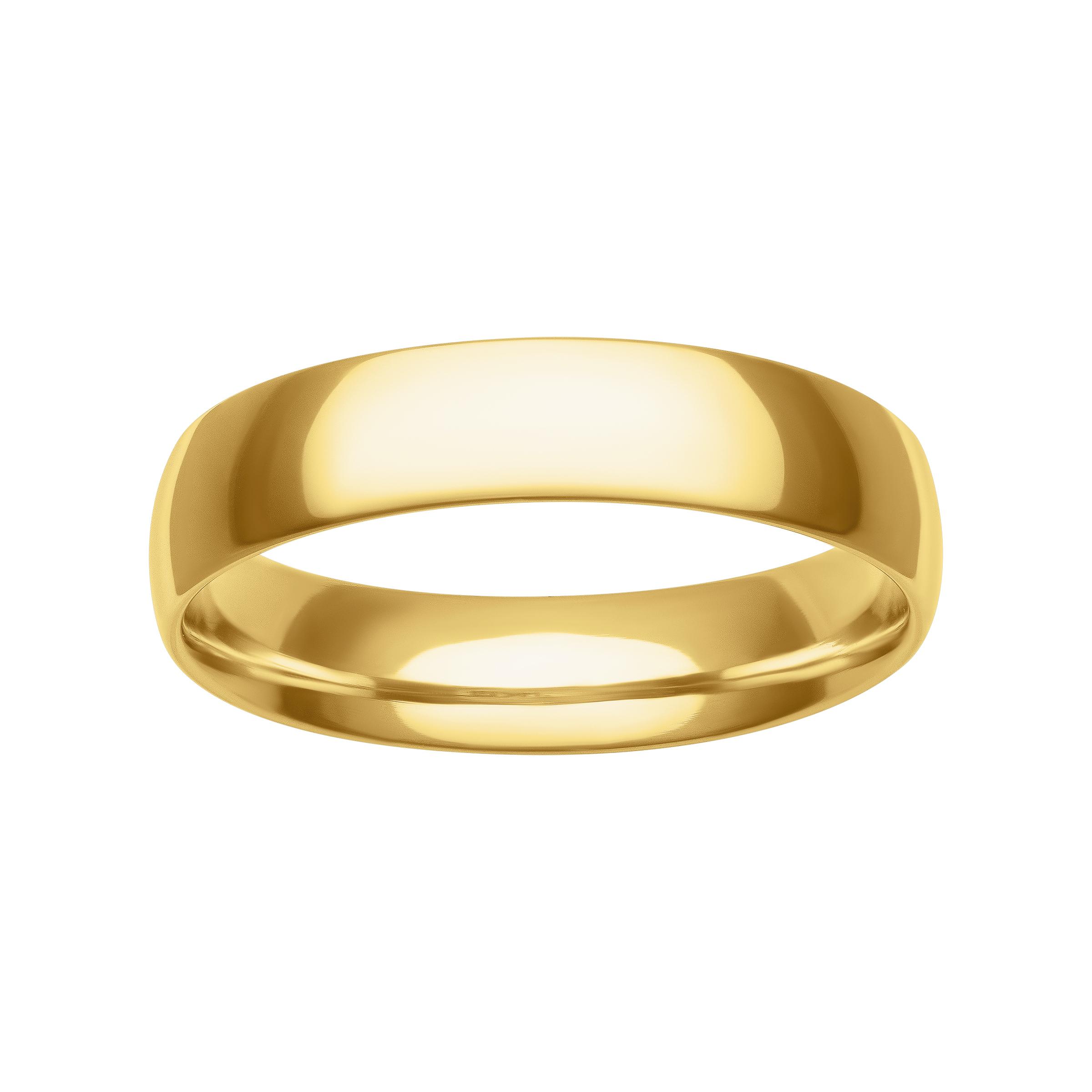 Gents 5mm 14k Yellow Gold Low Dome Comfort Fit Wedding Band 0