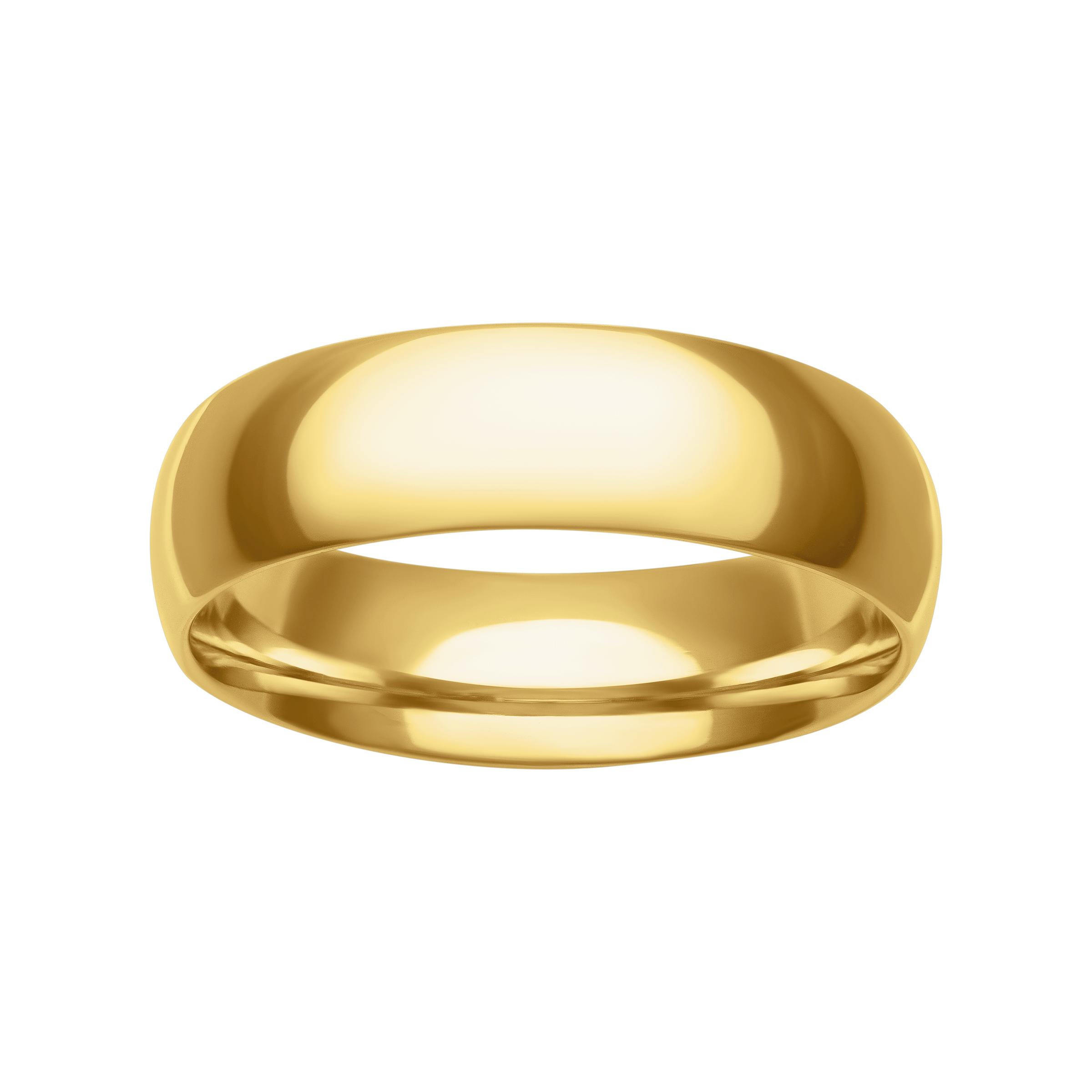 Gents 6mm 14k Yellow Gold Low Dome Comfort Fit Wedding Band