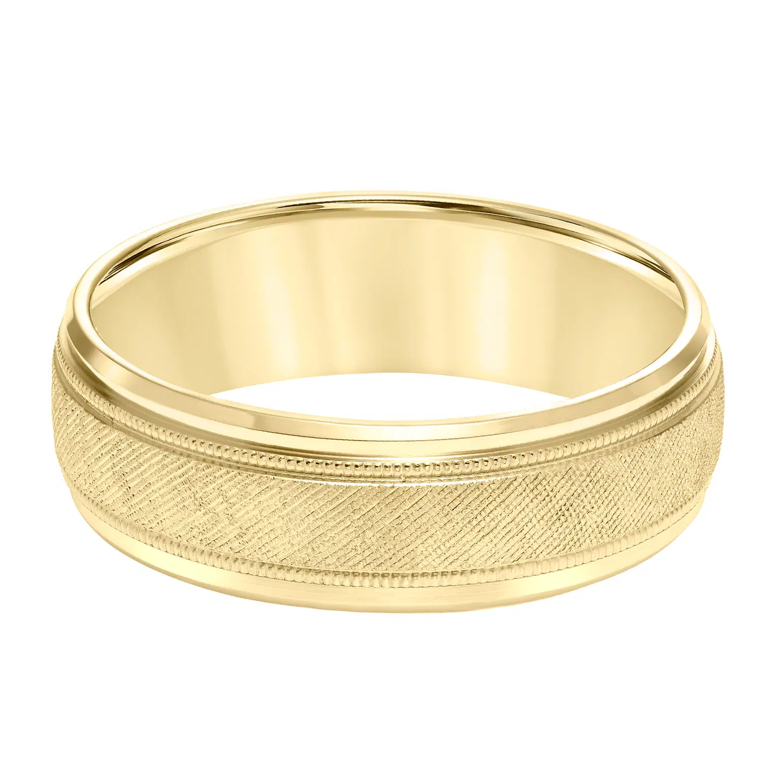 Gents 14k Yellow Gold 7mm Band with Florentine Finish 0