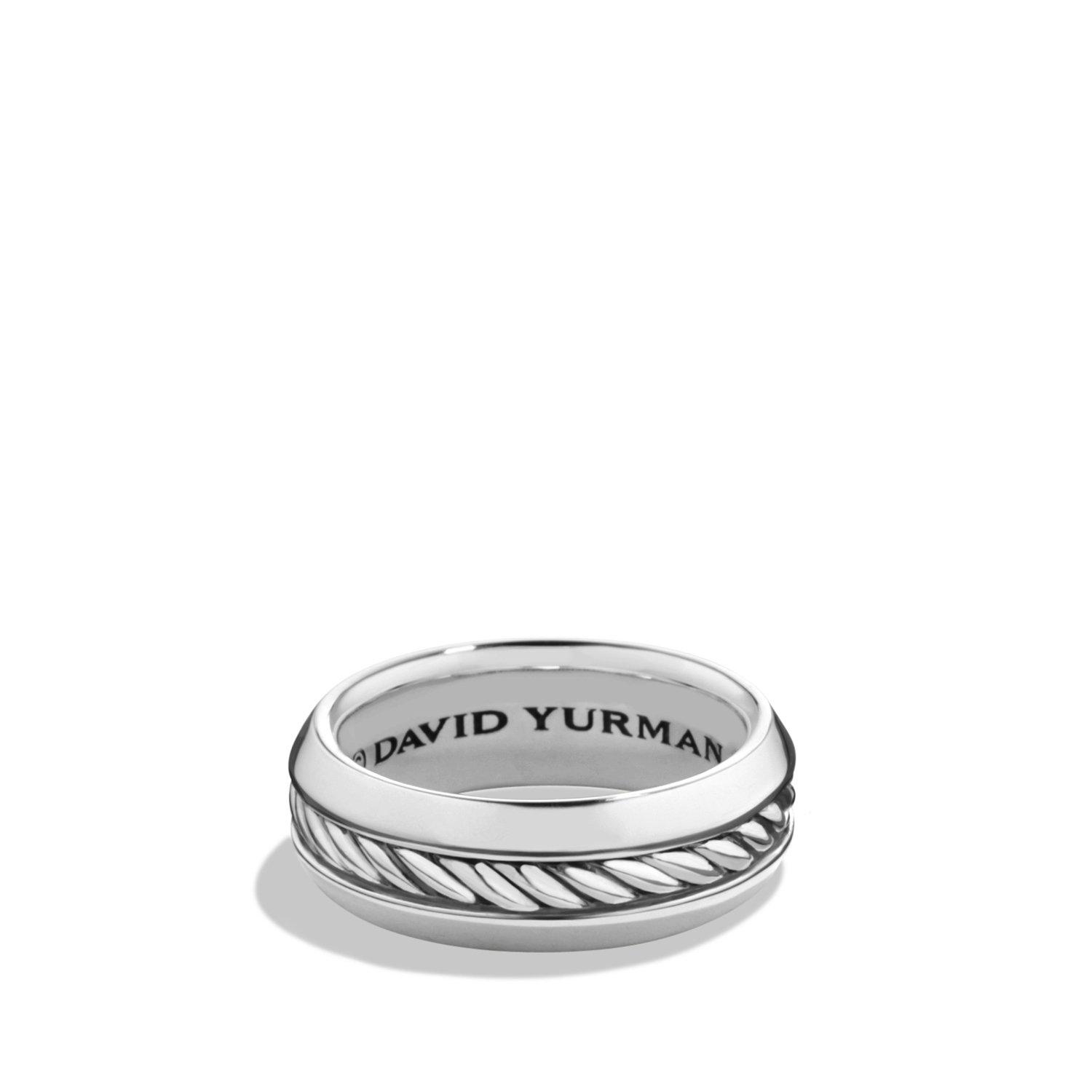 David Yurman Men's Cable Inset Classic Band Ring in Sterling Silver, size 10